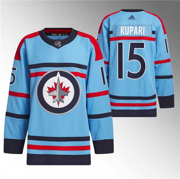 Mens Winnipeg Jets #15 Rasmus Kupari Light Blue Anniversary Primegreen Stitched Jersey Dzhi->winnipeg jets->NHL Jersey